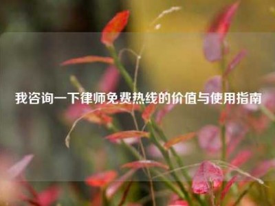 我咨询一下律师免费热线的价值与使用指南