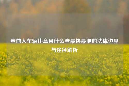 查他人车辆违章用什么查最快最准的法律边界与途径解析