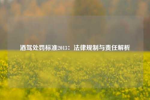酒驾处罚标准2013：法律规制与责任解析